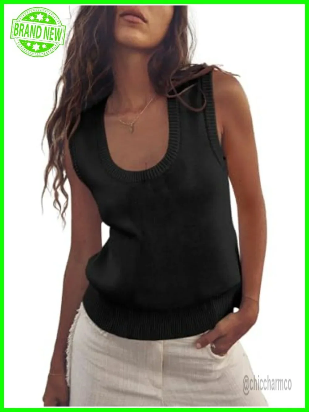 Women's Ribbed Knit Sweater Vest - Sleeveless Tank Top